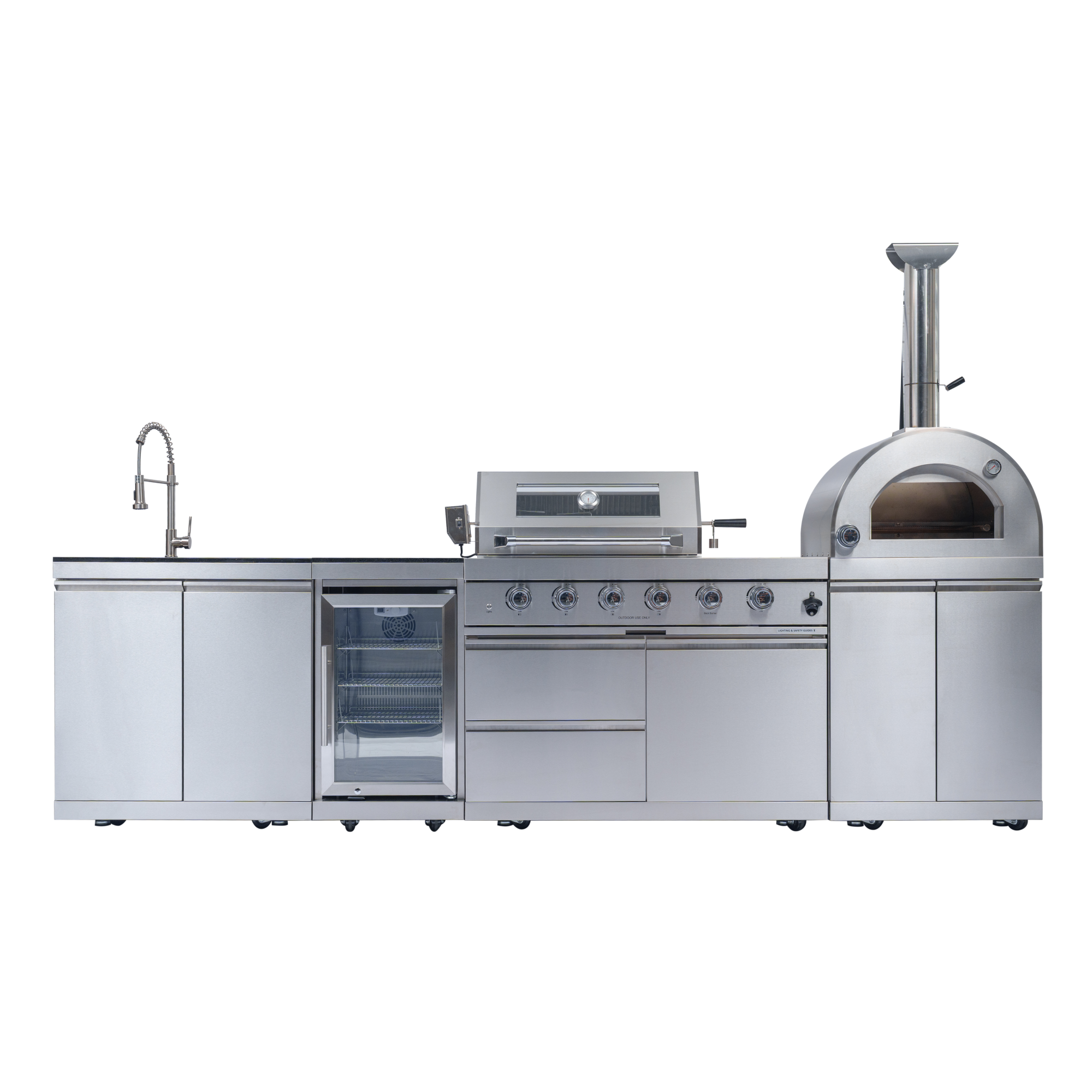 125" 10,8000 BTU 4-Burner Outdoor Kitchen Island Grill with Pizza Oven