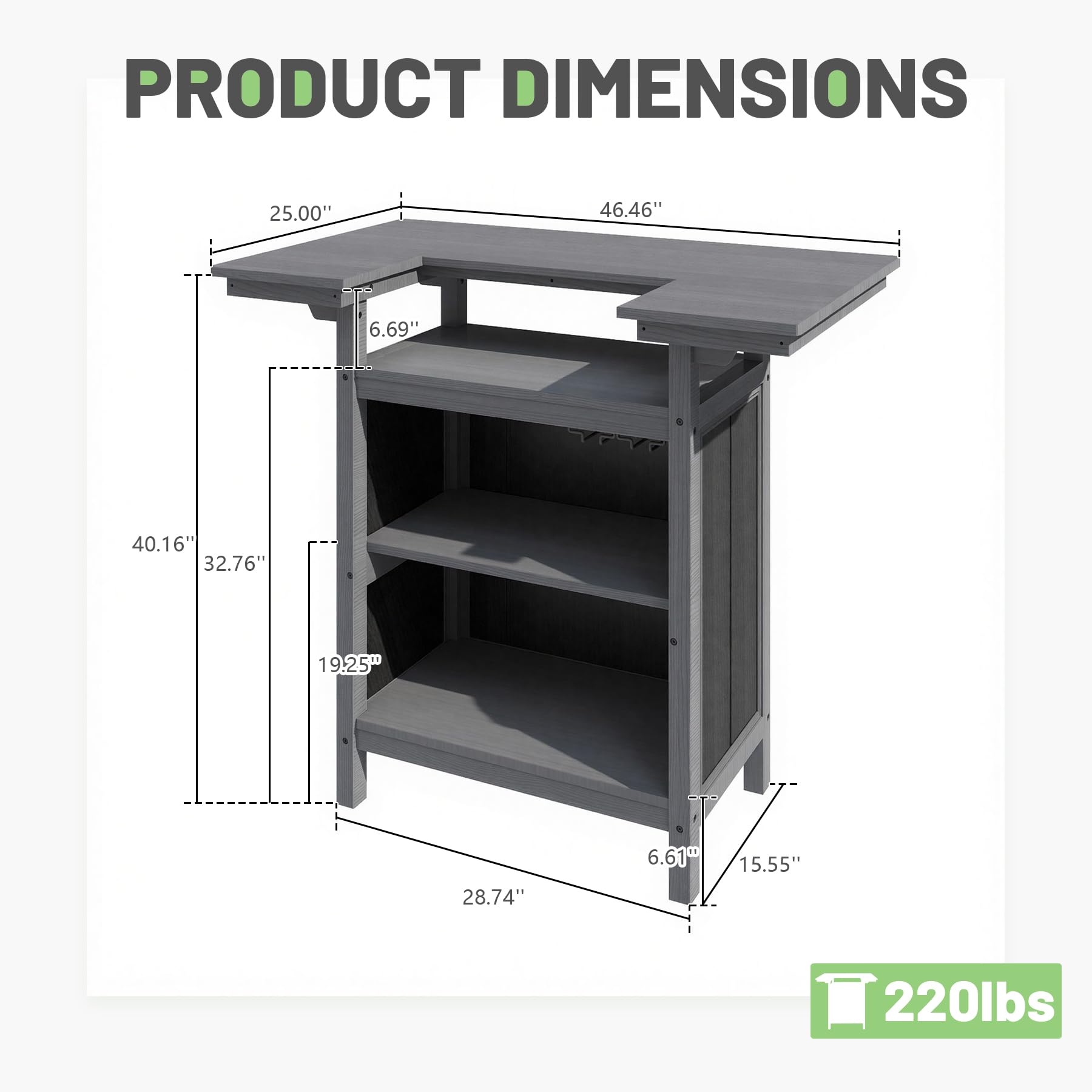 Outdoor Patio Bar Island with HDPE & Aluminum Frame
