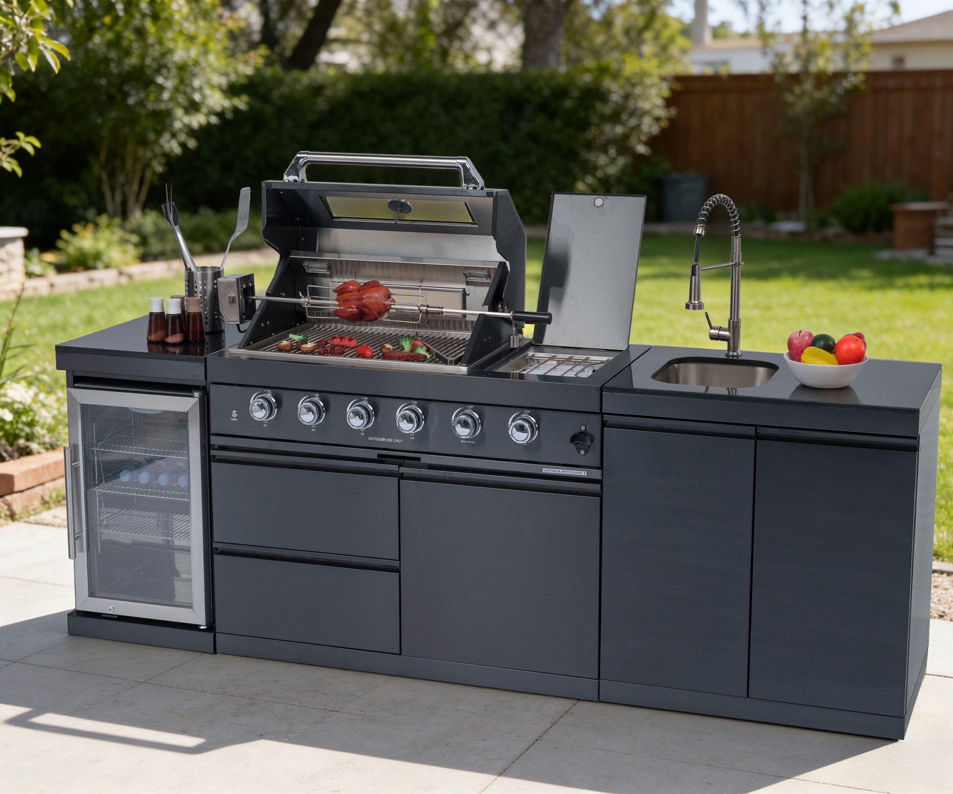 S00019 46-Inch 4-Burner Gas Outdoor Kitchen BBQ Island Grill