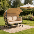 2-Person Outdoor Glider Swing Chair with Adjustable Canopy