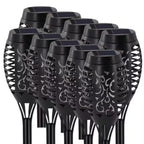 1-Pack Black ABS Solar Flickering Flame Torch Lights Outdoor Waterproof Garden Decor
