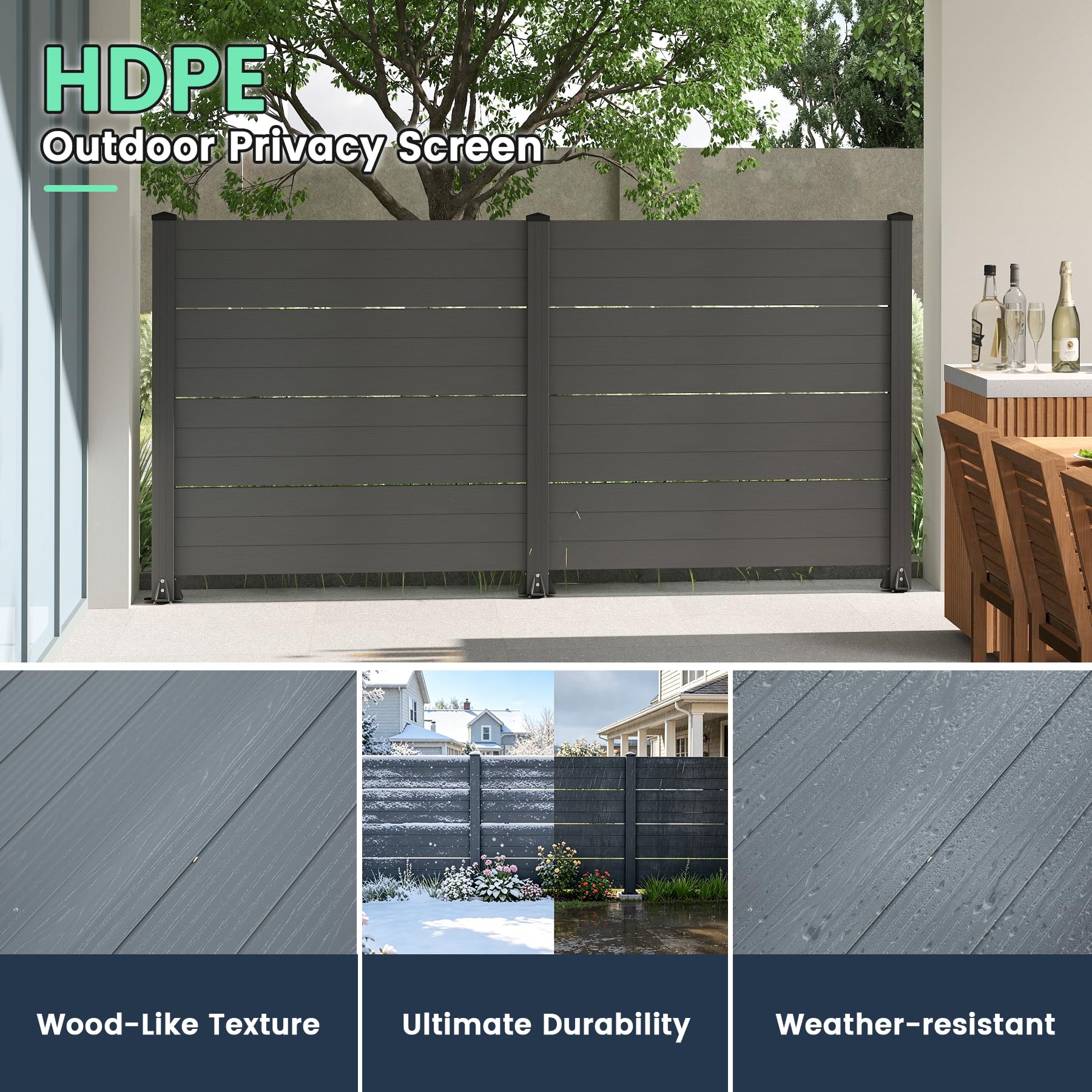 50" W x 49" H Outdoor Privacy Screen, Air Conditioner Fence