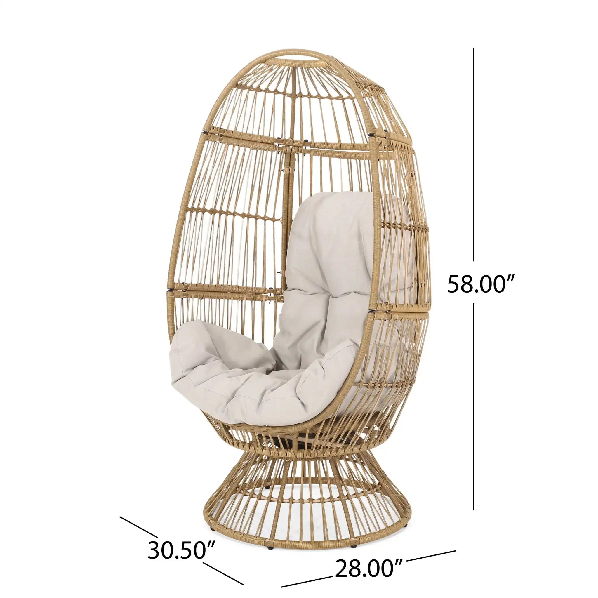 Patio Swivel Basket Egg Chair With Cushion