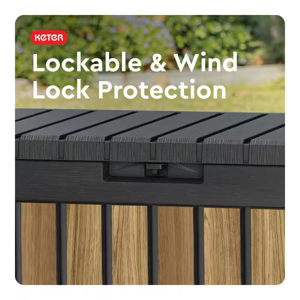 Oakridge 50 Gal. Weather Resisitant Plastic Resin Deck Box in Oak Wood Look Brown