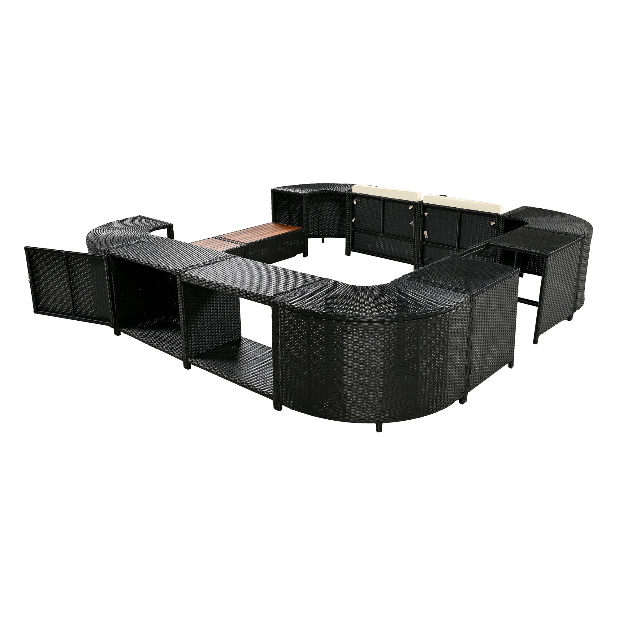 Quadrilateral Spa Surround Rattan Sectional Sofa