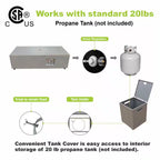 50000 BTU Coating Steel Propane Fire Pit Table in Gray Rectangular Modern Outdoor Gas Fire Table with Tank Holder