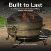 Cauldron 24 In. X 23 In. round Steel Wood Fire Pit with Spark Screen in Black