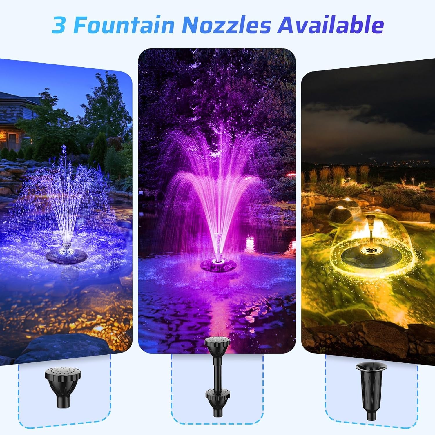 Floating Pond Fountain with Remote Control RGB LED Lights, 40W 660GPH Water Pump with 3 Spray Modes, Floating Fountain 27FT Cord & 65.6FT Mooring Line for Garden Ponds, Outdoor Water Features