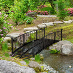 7 FT Decorative Metal Arch Footbridge - Garden Bridge with Safety Siderails