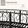 7 FT Decorative Metal Arch Footbridge - Garden Bridge with Safety Siderails