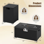 2-Piece Outdoor Rattan Fire Table Set - 32 Inch Rectangle Gas Firepit with Tank Cover - 3 colors