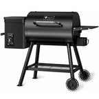 KingChii - 456 Sq. In. Wood Pellet Grill and Smoker BBQ with PID Auto Temperature Control in Black