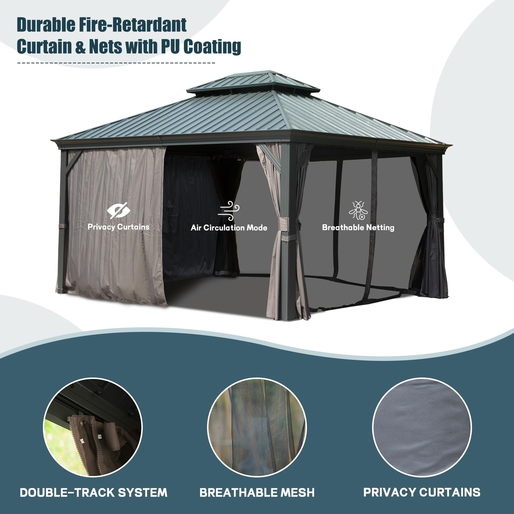12' x 14' Hardtop Aluminum Outdoor Gazebo