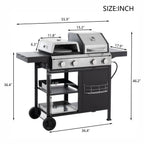 2+2 multifunctional gas barbecue grill and covered grill combination for outdoor cooking