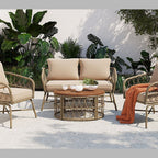 Bohemia-Inspired 4-Person Outdoor Seating Group With Removable Cushions