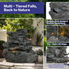 Concrete Rock Waterfall Fountain with LED Lights