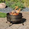 Cauldron 24 In. X 23 In. round Steel Wood Fire Pit with Spark Screen in Black
