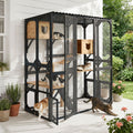 Outdoor Cat Enclosure With Sleeping Houses, Jumping Platforms, & Scratching Post