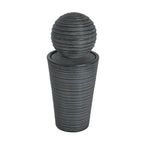 31.5" Tall Striped Column Fountain With LED Light - Designed For Outdoor Spaces - Gray