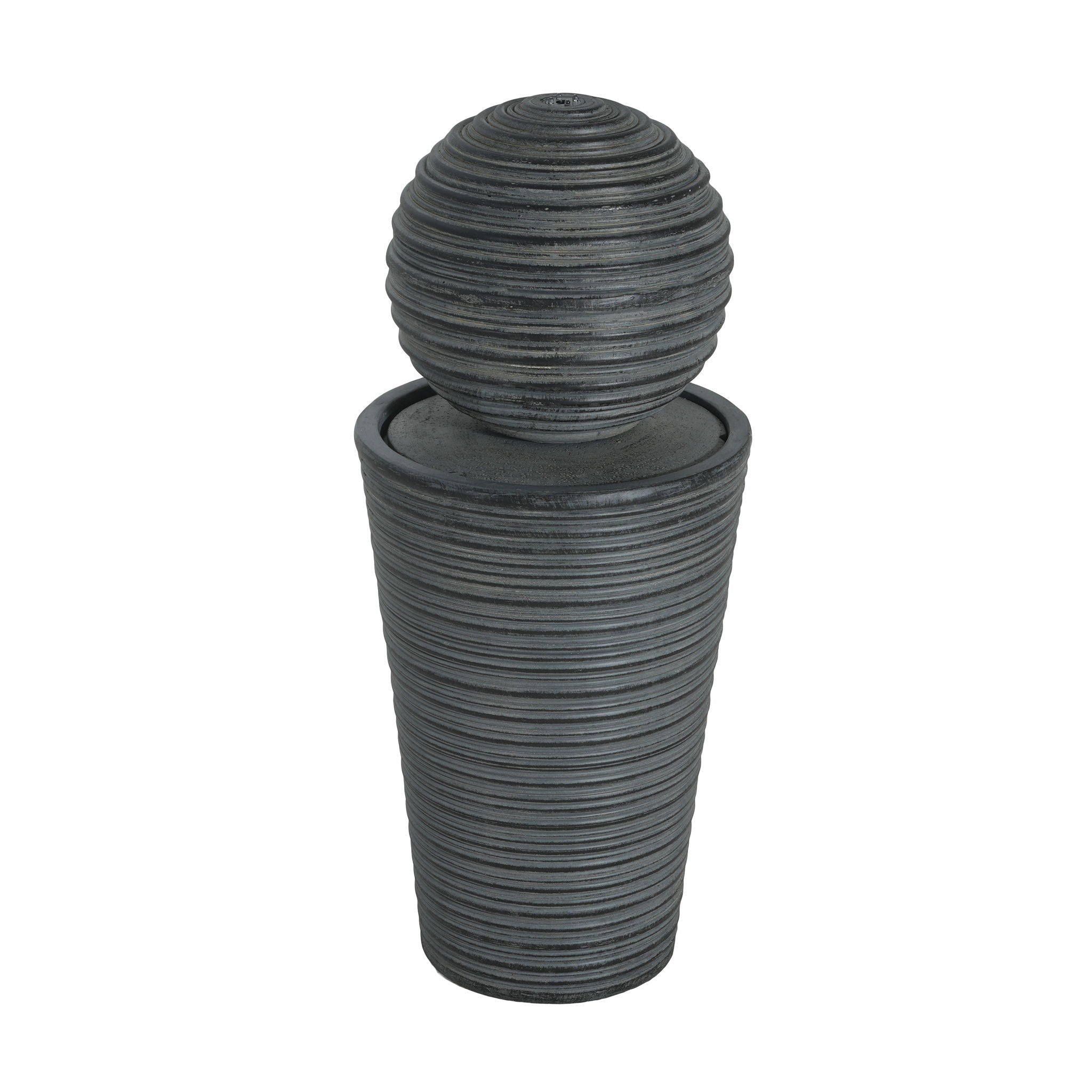 31.5" Tall Striped Column Fountain With LED Light - Designed For Outdoor Spaces - Gray