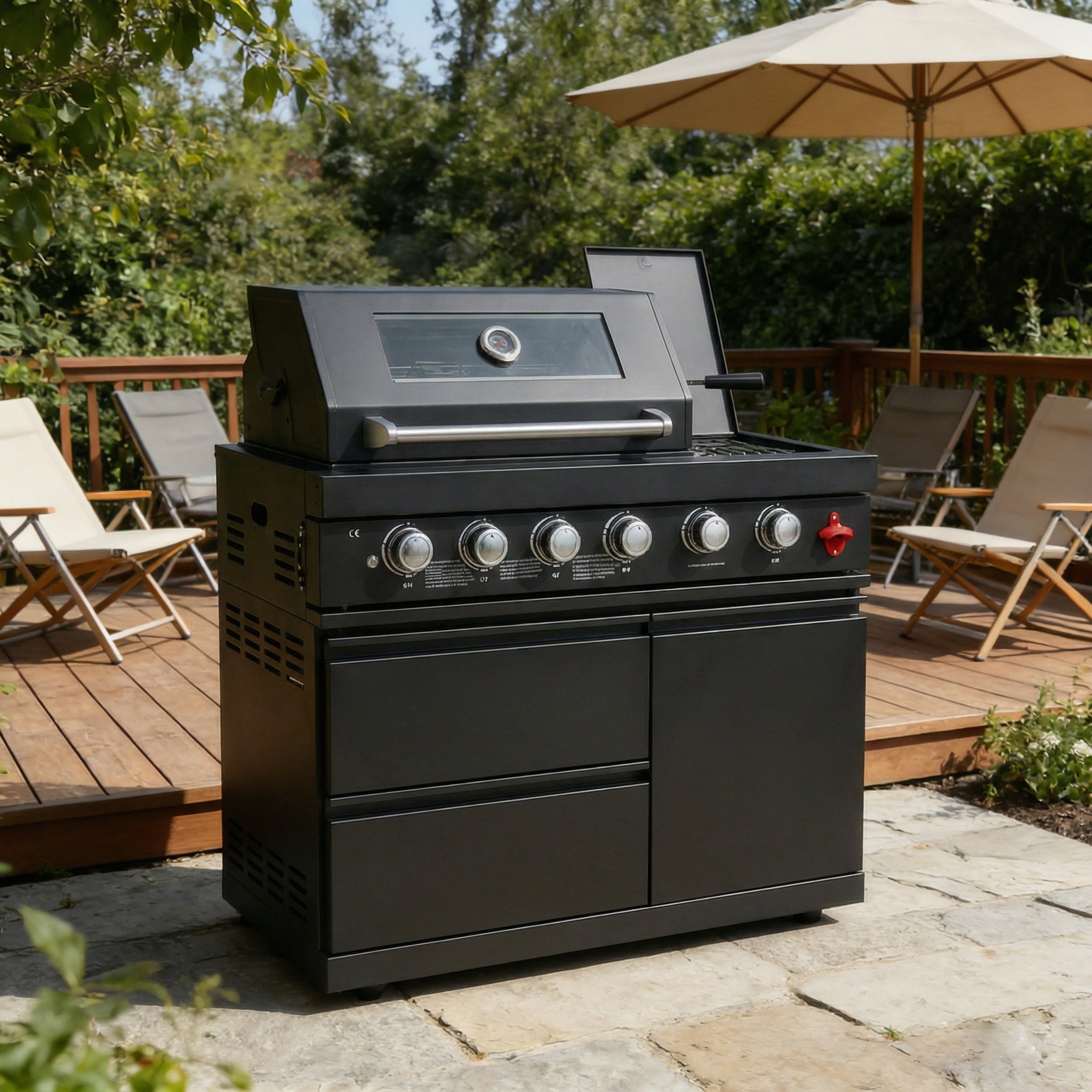 46-Inch 75300 BTU 6-Burners Deluxe Stainless Steel Gas Outdoor Barbecue Grill