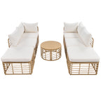 7 Pieces Outdoor Patio Furniture, All-Weather Rattan Sectional Sofa Set with table