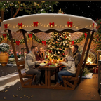 Outdoor Waterproof Solid Wood Picnic Table and Bench Set with Removable Canopy