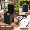 2-Piece Outdoor Rattan Fire Table Set - 32 Inch Rectangle Gas Firepit with Tank Cover - 3 colors