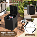 2-Piece Outdoor Rattan Fire Table Set - 32 Inch Rectangle Gas Firepit with Tank Cover - 3 colors