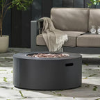 32 In. W X 13.5 In. H Iron Propane Gas Burning round Outdoor Patio Fire Pit in Dark Grey