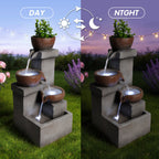 Tiered Cascading Jar Outdoor Fountain with LED Lights