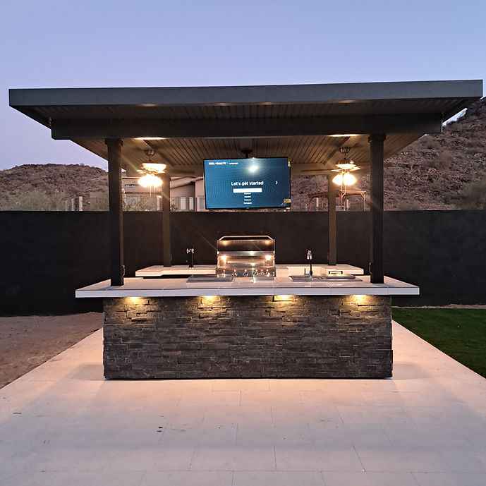 Outdoor Kitchen BBQ Island with Dual TVs