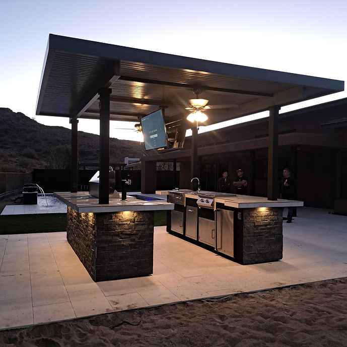 Outdoor Kitchen BBQ Island with Dual TVs