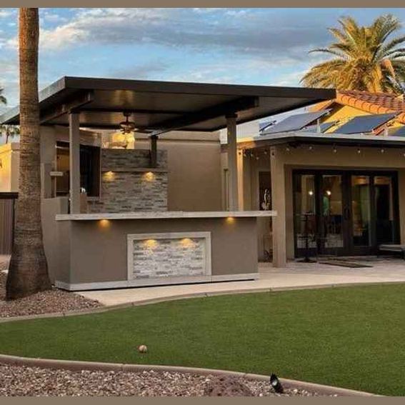 Bermuda Kitchen BBQ Island with Built-In TV, Fire Pit & Bar