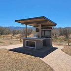 Baja Outdoor Kitchen with 12 x 12 Patio Cover - Complete Modular BBQ Island with Grill, Fridge & Bar Seating