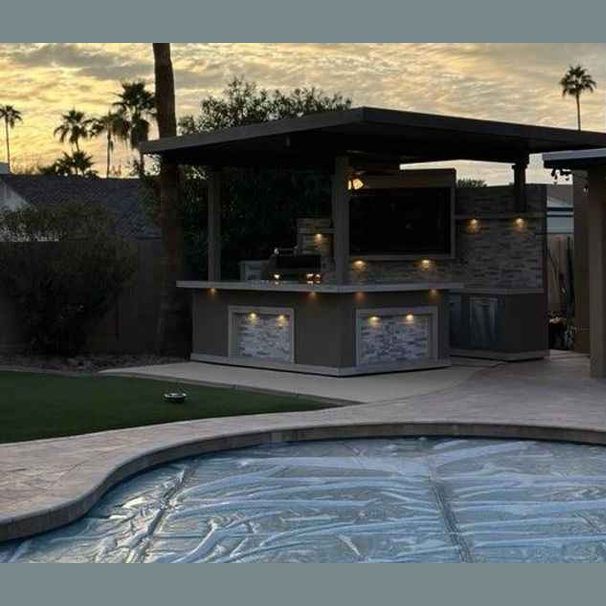 Bermuda Kitchen BBQ Island with Built-In TV, Fire Pit & Bar