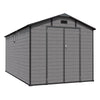 8x14 FT Plastic Outdoor Storage Shed - Lockable Resin Tool Shed with 2 Window & 3 Air vents