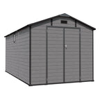 8x14 FT Plastic Outdoor Storage Shed - Lockable Resin Tool Shed with 2 Window & 3 Air vents