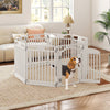 8-Panel Tall Plastic Dog Fence Indoor Outdoor Puppy Pen with Locking Door-White