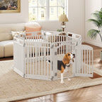 8-Panel Tall Plastic Dog Fence Indoor Outdoor Puppy Pen with Locking Door-White
