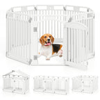 8-Panel Tall Plastic Dog Fence Indoor Outdoor Puppy Pen with Locking Door-White