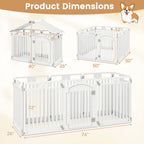 8-Panel Tall Plastic Dog Fence Indoor Outdoor Puppy Pen with Locking Door-White