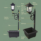 Solar Lamp Post with Flower Pot - Outdoor Garden & Patio Light