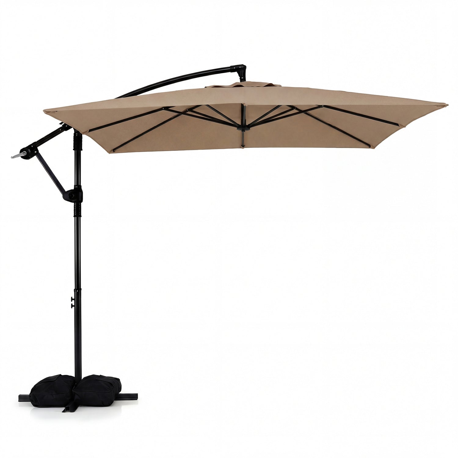 8 x 8 FT Offset Cantilever Patio Umbrella Square Hanging Outdoor Market Umbrella with 360¬∞ Rotation