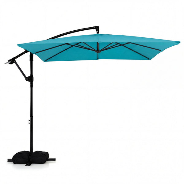 8 x 8 FT Offset Cantilever Patio Umbrella Square Hanging Outdoor Market Umbrella with 360¬∞ Rotation