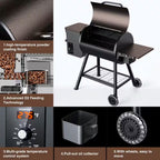 King Chii 456 Sq. In. Wood Pellet Grill and Smoker BBQ with PID Auto Temperature Control in Bronze