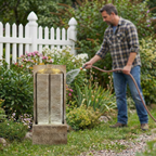 39 Inch Outdoor Water Fountain with Pump and LED Lights