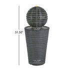 31.5" Tall Striped Column Fountain With LED Light - Designed For Outdoor Spaces - Gray