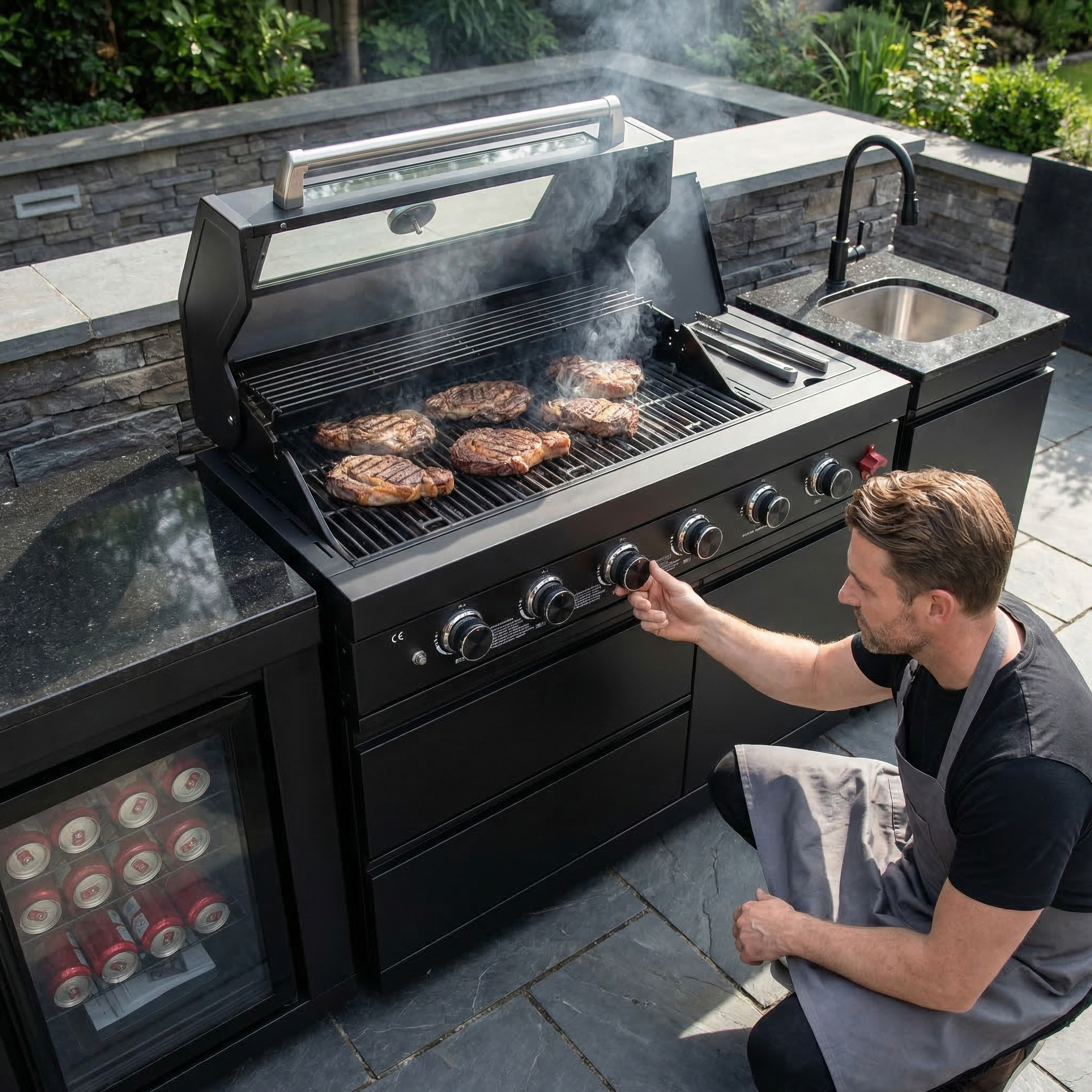 4-Burner Deluxe Stainless Steel Propane Gas Outdoor Kitchen Grill