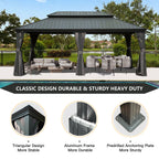 12' x 20' Hardtop Gazebo with Double Roof Canopy